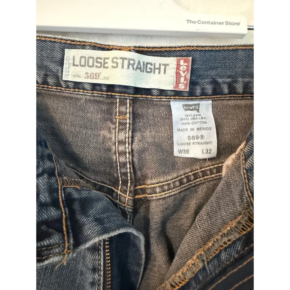 Levis 569 Loose Straight Jeans Mens‎ 36x32 Blue Denim Medium Wash 100% Cotton